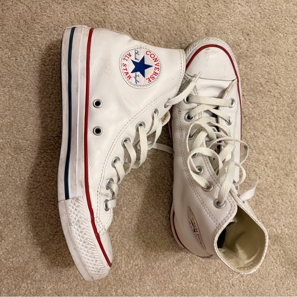 Converse Women White and Red High-Top Sneakers